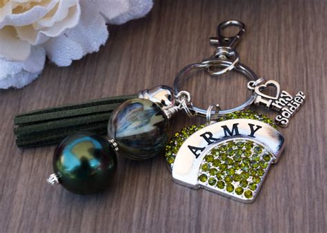 Army Key Chain I Love My Soldier Key Chain Military Wife