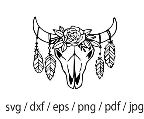 Floral Bison Skull Bison Svg Buffalo Svg Buffalo Head Etsy