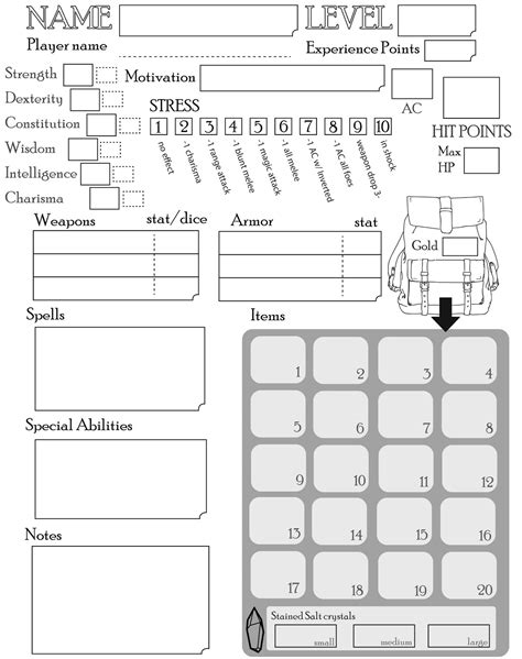 4th Edition Character Sheet Printable