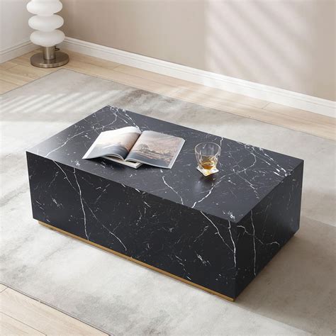 Amazon SSLine Modern Black Gold Rectangular Coffee Table Luxury