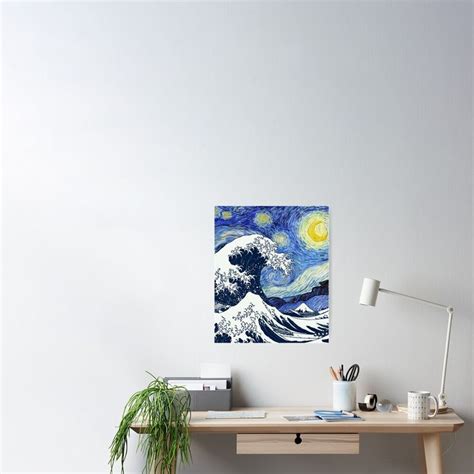 Great Wave Off Kanagawa Starry Night Poster By Ind3finite Great Wave