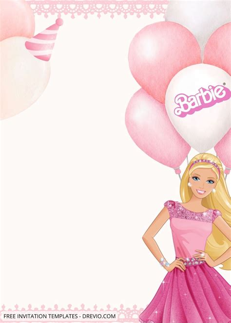 Pink Barbie Party Canva Birthday Invitation Templates Barbie