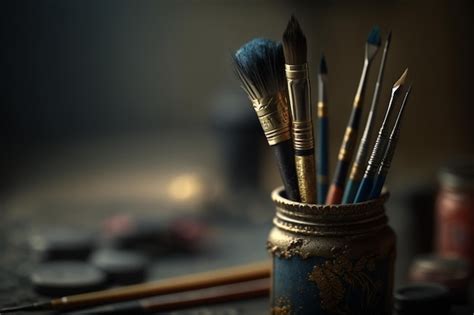 Premium AI Image | Different types of art brushes representing art and ...