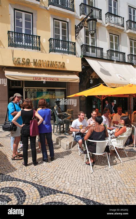 Portugal Lisbon Chiado Rua Garrett Brasileira Cafe Stock Photo Alamy