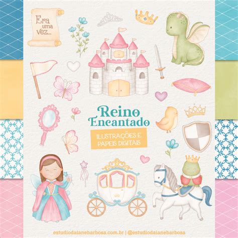 Fantasias Reino Encantado - ILUSTRAÇÕES E PAPÉIS - Kit Reino Encantado - Cliparts em aquarela ...