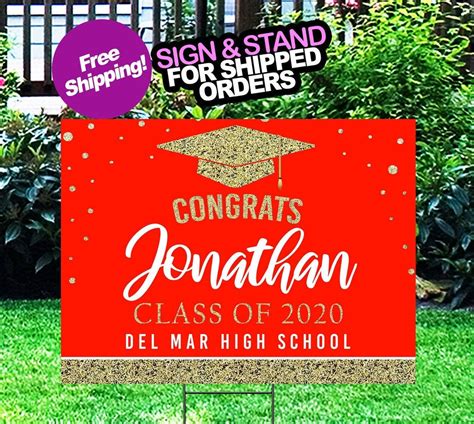 Graduation Yard Sign Class Of 2020 Lawn Sign Free Shipping High School Or College Graduation