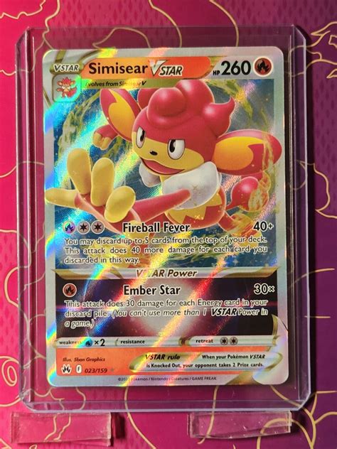 Pokemon Simisear Vstar 23 Crown Zenith Full Art Ultra Rare Card Top Loader Ebay