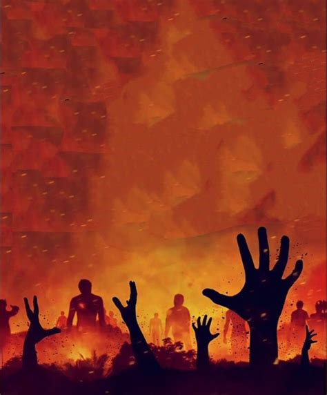 The Silhouettes Of Zombie Hands Against An Orange Background