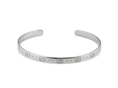 Bracciale Rigido Gucci Icon In Oro Bianco Con Motivo Doppia G