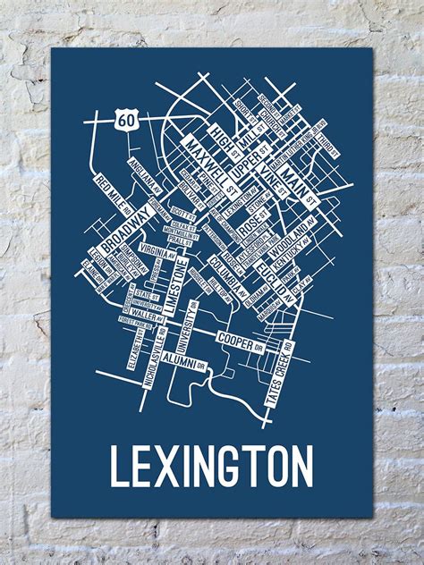 Lexington Kentucky Street Map Screen Print College Town Map - Etsy ...