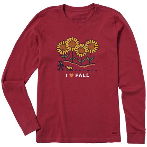 Women S Vintage I Love Fall Sunflower Hike Long Sleeve Crusher Tee