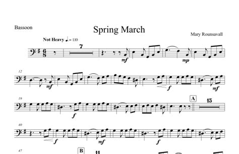 Spring March Bassoon Part Sheet Music Mary Rounsavall Concert Band