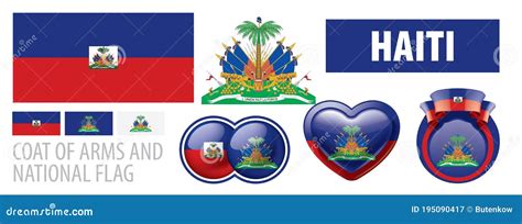 Vector Set of the Coat of Arms and National Flag of Haiti Stock Vector ...