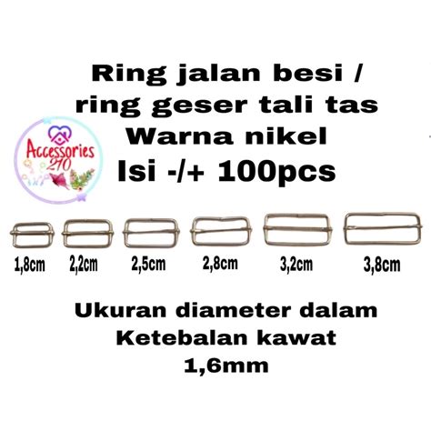 Jual Pcs Ring Jalan Besi Ring Geser Tali Tas Nikel Shopee