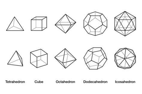 Platonic Solids Figures Nets Stock Vector Furian 51595821