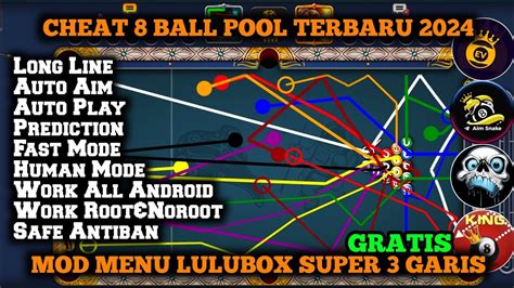 Cheat 8 Ball Pool Terbaru 2024 3 Garis Gratis Aim Tool Lulubox Super