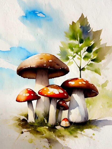 Premium AI Image | Watercolor Mushroom Illustration Reproduction ...