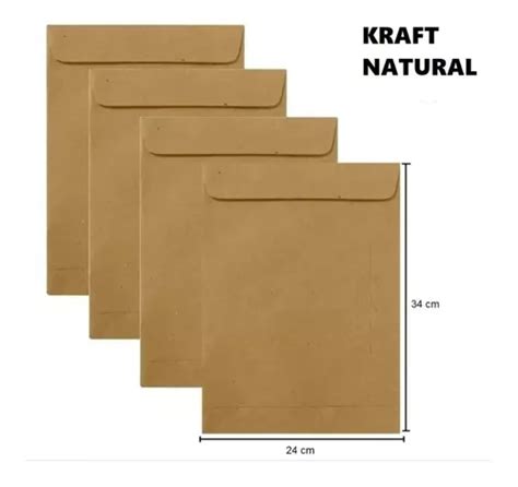 Envelope saco Kraft Natural 24x34cm Skn 34 Ofício 50 Unid MercadoLivre