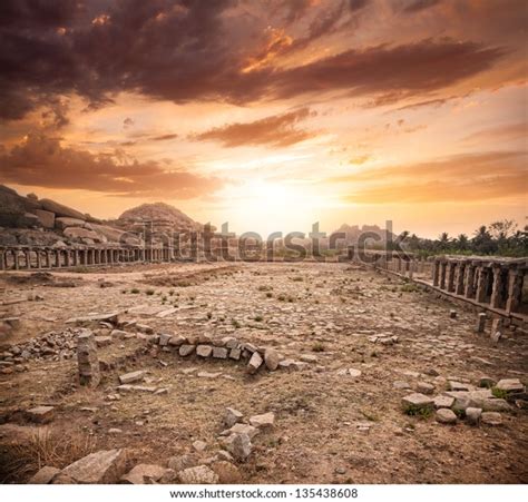 Ancient Ruins Vijayanagara Empire Dramatic Sky Stock Photo Edit Now