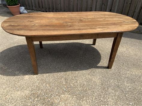 Th Century Pale Cherry Oval Farmhouse Table Antique Bleached Oak