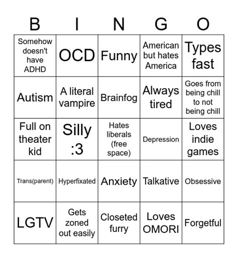 Me Bingo Card