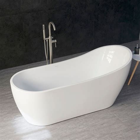 Woodbridge Modern Bathroom Glossy White Acrylic Freestanding