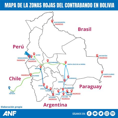 Dónde están las zonas rojas del contrabando y narcotráfico en Bolivia