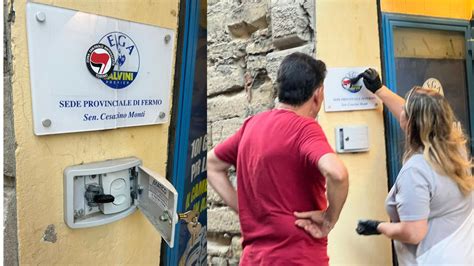 Vandali In Azione Alla Sede Della Lega Di Fermo Marchetti Oltraggio