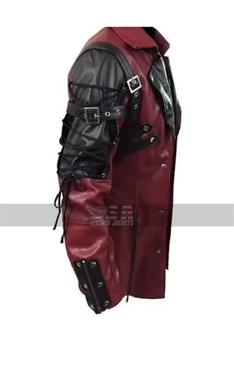 Gothic Steampunk Matrix Black And Maroon Leather Trench Coat