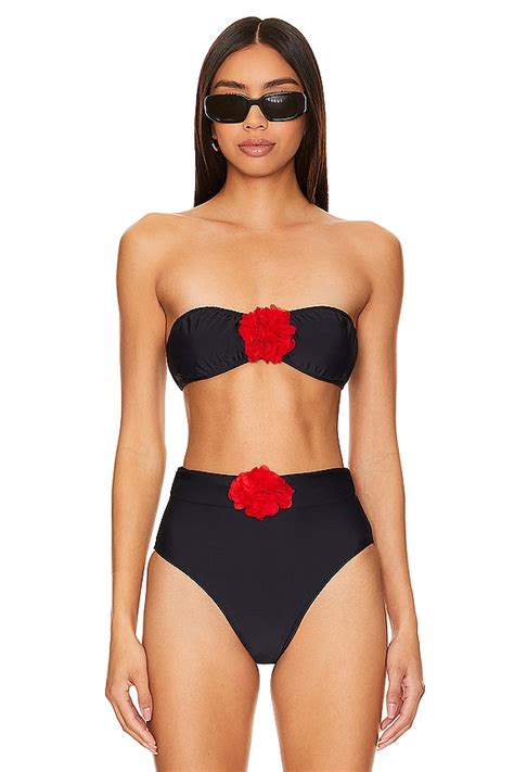 Lovers And Friends Ada Ruched Rosette Bandeau In Black Red REVOLVE