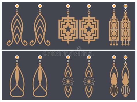 Earrings Jewelry Laser Cut Design Stock Vector Illustration Of