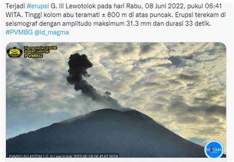 Gunung Ili Lewotolok Di Ntt Erupsi Guguran Lava Pijar Dan Awan Panas