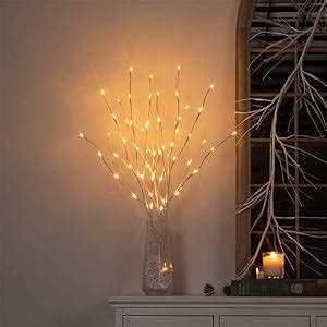 Eambrite Home Decorative Twig Lights Lighted White Twig Branches