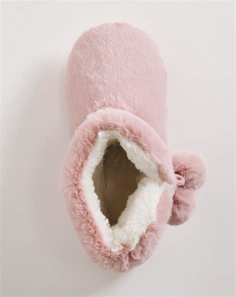 Fluffy Bootie Slippers Wide Fit Fashion World