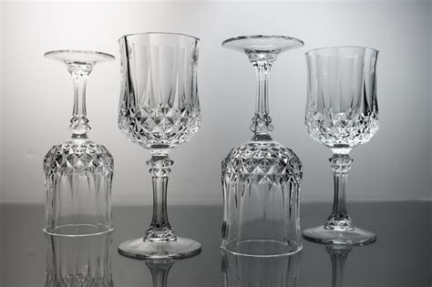 Tall Crystal Water Goblets Cristal D Arques Durand Longchamp Cut