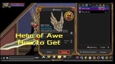 Aqw How To Get Helm Of Awe By Art1x Youtube