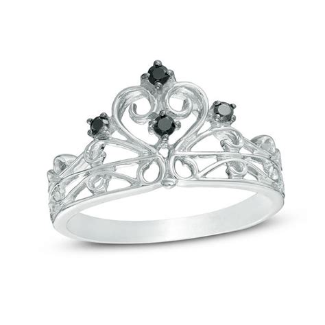 110 Ct Tw Enhanced Black Diamond Crown Ring In Sterling Silver