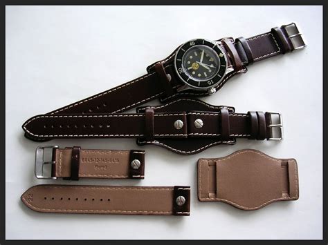 Brown Rivet Bund Oil Leather German Flieger Nato Watchband Iw Suisse 18