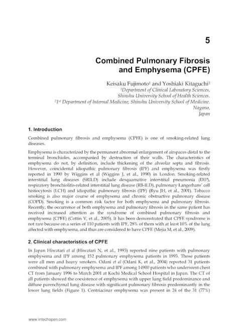 Pdf Combined Pulmonary Fibrosis And Emphysema Cpfe Centriacinar