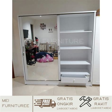 Lemari Sliding Door 2 Pintu Full Cermin Minimalis Murah Lemari