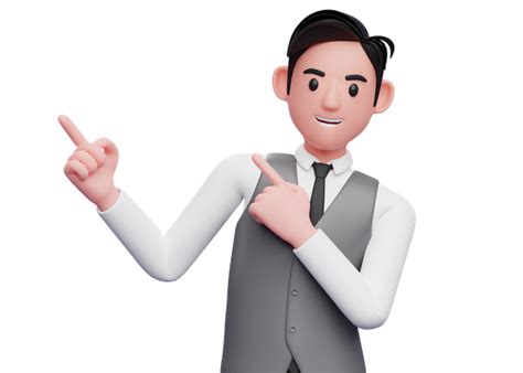 Businessman Pointing To The Top Right 3d Illustration Download In Png Obj Or Blend Format