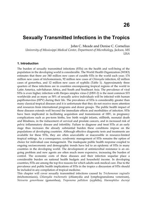 Pdf Sexually Transmitted Infections In The Tropics