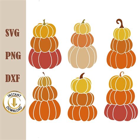 Stacked Pumpkins Svg Png Dxf Bundle Three Pumpkins Svg Png Bundle