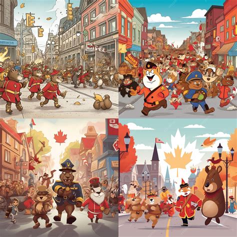 Premium AI Image | A collage of cartoon characters including a bear and ...