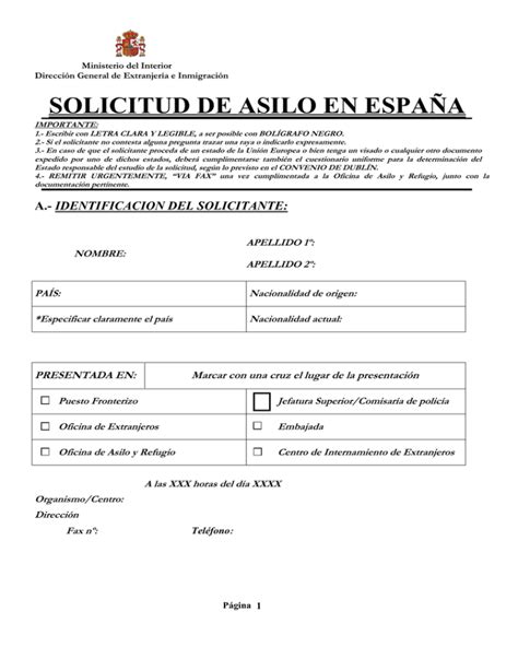 Solicitud De Asilo En Espa A