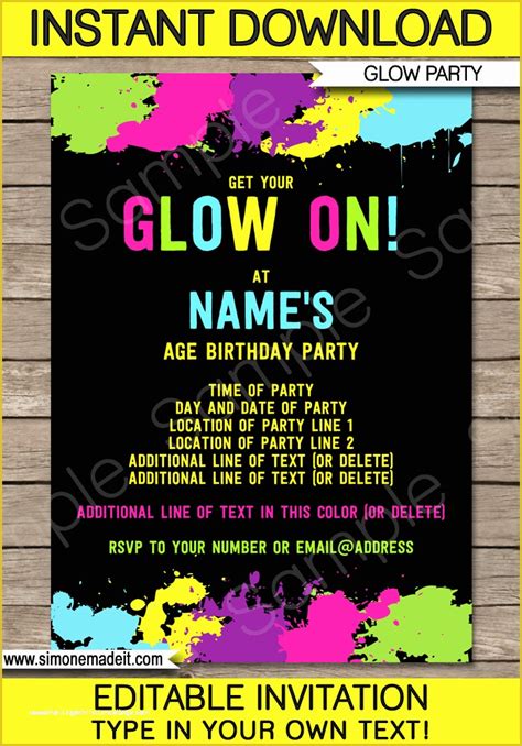 47 Neon Party Invitations Templates Free | Heritagechristiancollege