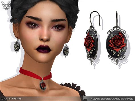 The Sims Resource Victorian Gothic Rose Cameo Earrings