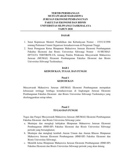 TERTIB PERSIDANGAN MUSYAWARAH MAHASISWA JURUSAN EKONOMI PEMBANGUNAN