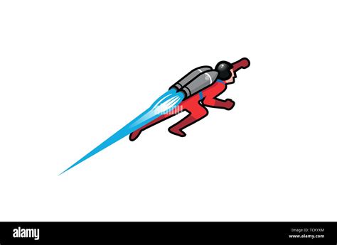 Creative Red Jetpack Logo Design Symbol Vector Illustration Stock