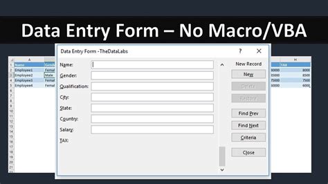 How To Create A Data Entry Form Without VBA No Macro Required YouTube